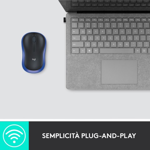 Logitech M185 Mouse Wireless, 2,4 GHz con Mini Ricevitore USB, Durata Batteria di 12 Mesi, Tracciamento Ottico 1000 DPI, Ambidestro, Compatibile con PC, Mac, Laptop