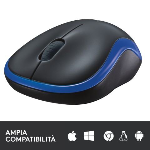 Logitech M185 Mouse Wireless, 2,4 GHz con Mini Ricevitore USB, Durata Batteria di 12 Mesi, Tracciamento Ottico 1000 DPI, Ambidestro, Compatibile con PC, Mac, Laptop