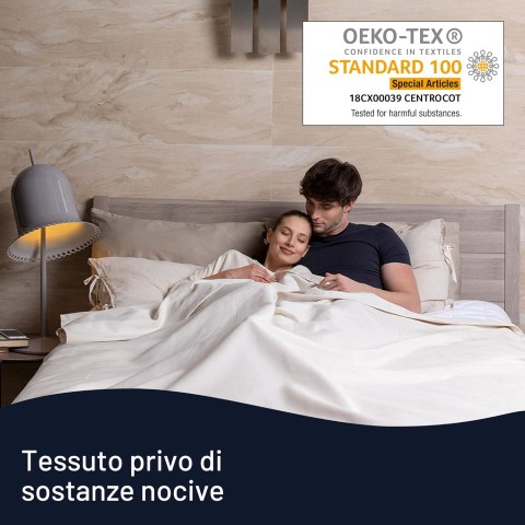 Imetec Scaldasonno Adapto matrimoniale 150 x 160 cm, Basso consumo, Riscaldamento rapido, Temperatura personalizzata, 100% lana e merino, Made in italy, 2 comandi separati, 6 temperature