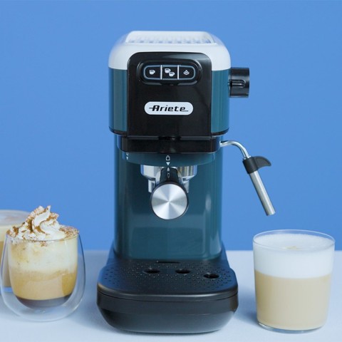 Ariete 1399 Macchina da caffè espresso Snow White, Per polvere e cialde ESE, 1300 W, Capacità 1,1L, 15 bar di pressione, Filtro 1, 2 tazze e cialda ESE, Cappuccino, Bianco