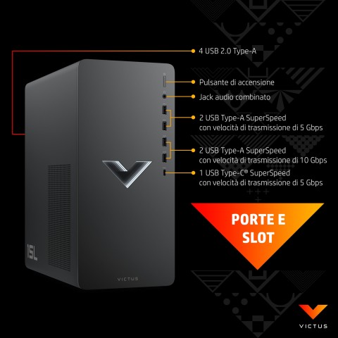 Victus by HP TG02-0095nl Intel® Core™ i7 i7-12700 16 GB DDR4-SDRAM 1 TB SSD NVIDIA GeForce RTX 3060 Ti Windows 11 Home Tower PC Nero