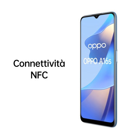 OPPO A16s Smartphone, NFC, AI Triple Camera 13+2+2 MP, 6.52” 60HZ Display, 5000mAh, SuperVOOC + Power Saving, RAM 4GB + ROM 64GB espandibile, ColorOS11.1, IPX4, [Versione Italiana], Pearl Blue