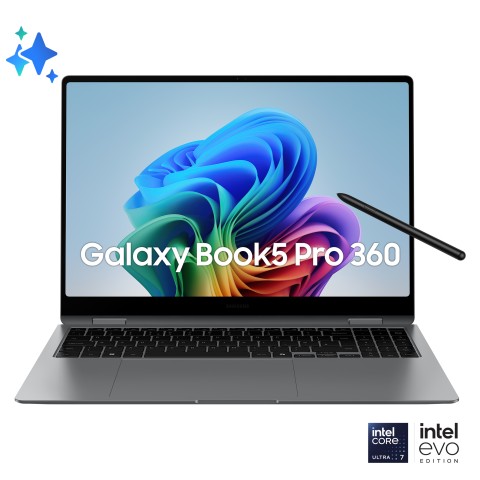 Samsung Galaxy Book Galaxy Book5 Pro 360 Intel Core Ultra 7 256V Computer portatile 40,6 cm (16") Touch screen WQXGA+ 16 GB LPDDR5x-SDRAM 512 GB SSD Wi-Fi 7 (802.11be) Windows 11 Home Grigio