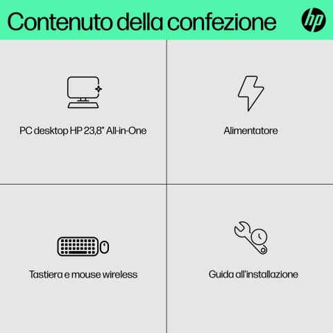 HP 24-cr0044nl Intel® Core™ i3 i3-1315U 60,5 cm (23.8") 1920 x 1080 Pixel PC All-in-one 8 GB DDR4-SDRAM 512 GB SSD Windows 11 Home Wi-Fi 6 (802.11ax) Bianco