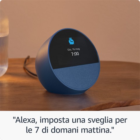 Amazon Nuovo Echo Spot (modello 2024) | Sveglia intelligente con suono di qualità e Alexa | Nero