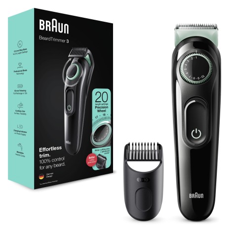 Braun BeardTrimmer Regolabarba 3 BT3321, Regolabarba Uomo, Tagliacapelli, Per Viso, Capelli