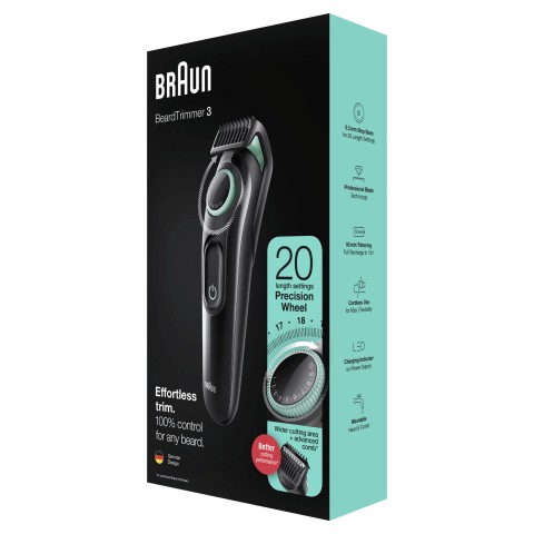 Braun BeardTrimmer Regolabarba 3 BT3321, Regolabarba Uomo, Tagliacapelli, Per Viso, Capelli