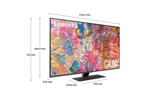 Samsung Series 8 TV QLED 4K 50” QE50Q80B Smart TV Wi-Fi Carbon Silver 2022, Processore Quantum 4K, Quantum HDR, Contrasti profondi, Suono 3D