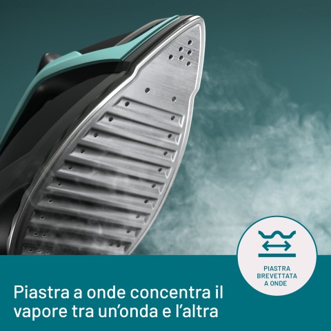 Imetec Onda P1 Ferro da Stiro Generatore di Vapore, Piastra a Onde Scorrevole Brevettata, 2400W, Colpo Vapore 300 g, Serbatoio 2,5L, 3 Filtri con Ioni di Argento, Tecnologia No Stop Vapor