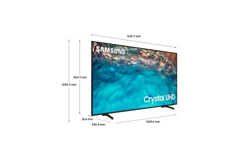 Samsung Series 8 TV Crystal UHD 4K 75” UE75BU8070 Smart TV Wi-Fi Black 2022, Processore Crystal 4K, HDR, Colori reali, Suono ottimizzato