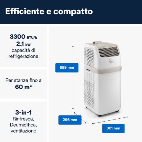 De’Longhi PAC ES72 Classic condizionatore portatile 65 dB 808 W Bianco