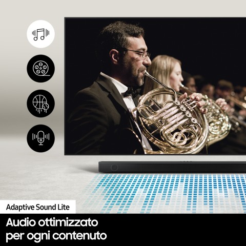 Samsung Soundbar HW-B650/ZF con subwoofer 3.1 canali 430W 2022, audio 3D, suono bilanciato, uniforme e ottimizzato, bassi profondi