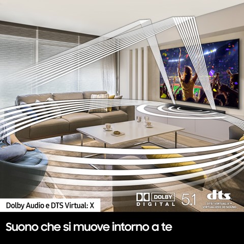 Samsung Soundbar HW-B650/ZF con subwoofer 3.1 canali 430W 2022, audio 3D, suono bilanciato, uniforme e ottimizzato, bassi profondi