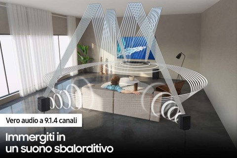 Samsung Soundbar HW-Q930B/ZF con subwoofer e speaker 9.1.4 canali 540W 2022, audio 3D wireless ottimizzato, effetto cinema surround