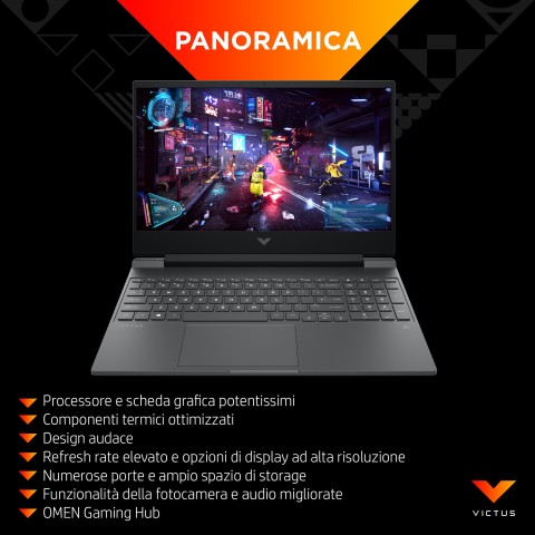 HP Victus Gaming 15-fa0000nl Intel® Core™ i5 i5-12500H Computer portatile 39,6 cm (15.6") Full HD 16 GB DDR4-SDRAM 512 GB SSD NVIDIA GeForce RTX 3050 Wi-Fi 6 (802.11ax) Windows 11 Home Nero