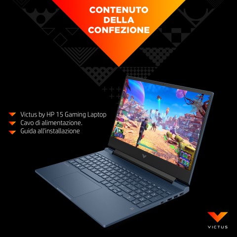 HP Victus Gaming 15-fa0000nl Intel® Core™ i5 i5-12500H Computer portatile 39,6 cm (15.6") Full HD 16 GB DDR4-SDRAM 512 GB SSD NVIDIA GeForce RTX 3050 Wi-Fi 6 (802.11ax) Windows 11 Home Nero