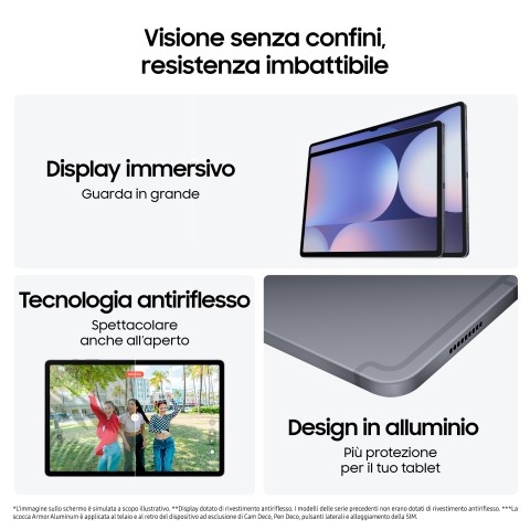 Samsung Galaxy Tab S10+, Tablet AI, Display 12.4" Dynamic AMOLED 2X, Wi-Fi, RAM 12GB, 256GB, 10.090 mAh, Android 14, IP68, Gray, [Versione italiana] 2024