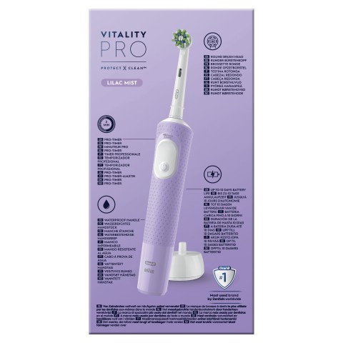 Oral-B Vitality Spazzolino Elettrico Ricaricabile Pro Viola, 2 Testine