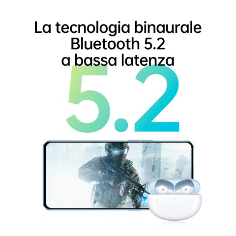 OPPO Enco Free2i, Auricolari True Wireless, Bluetooth5.2, Controlli Touch, Cancellazione del rumore AI 42dB, 30h di Autonomia, Android e iOS, IP54, [Versione Italiana], Colore White