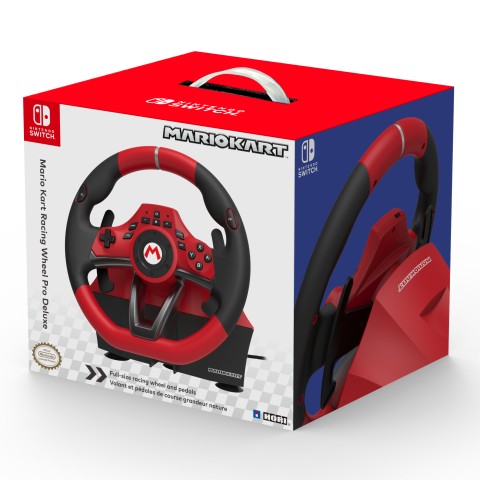 Hori Mario Kart Racing Wheel Pro Deluxe Nero, Rosso USB Sterzo + Pedali Analogico Nintendo Switch