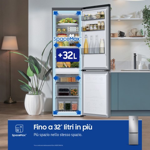 Samsung RB34C775CS9 frigorifero Combinato EcoFlex AI 1.85m 344L Libera installazione con congelatore Wifi 1,85m 344 L con rivestimento in acciaio inox Classe C, Inox