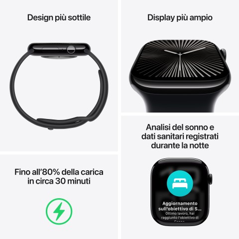 Apple Watch Series 10 Serie 10 GPS 42mm Cassa in Alluminio Color Argento con Denim Sport Band - M/L