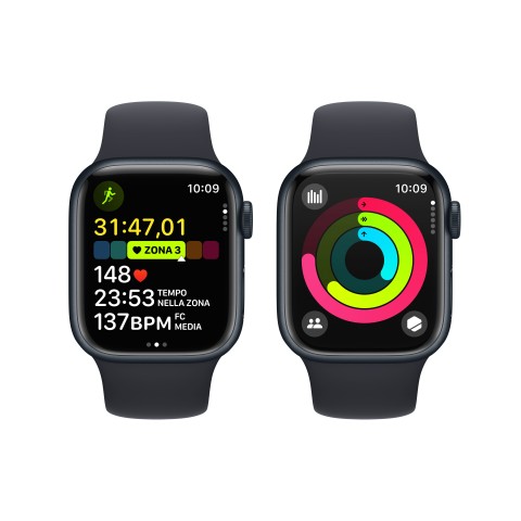 Apple Watch Series 9 GPS Cassa 41mm in Alluminio Mezzanotte con Cinturino Sport Mezzanotte - M/L