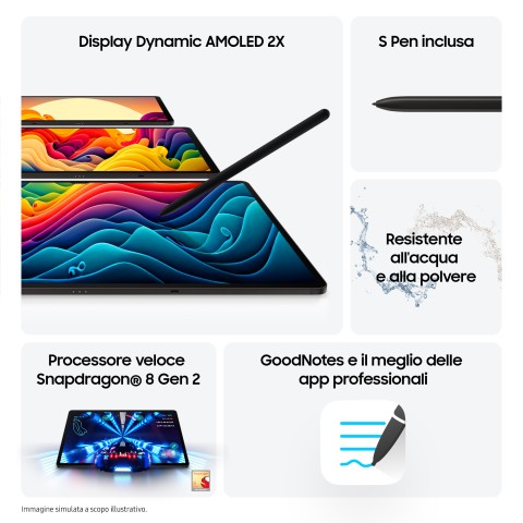 Samsung Galaxy Tab S9+ Tablet AI Android 12.4 Pollici Dynamic AMOLED 2X Wi-Fi RAM 12 GB 256 GB Tablet Android 13 Graphite