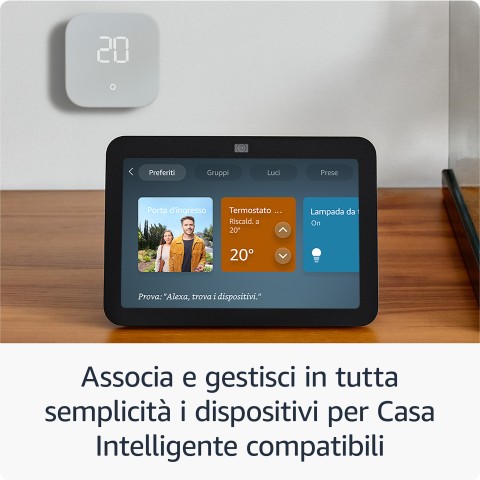 Amazon Echo Show 8 (3ª gen., modello 2023) | Schermo touch intelligente HD con audio spaziale, hub per Casa Intelligente e Alexa | Bianco ghiaccio