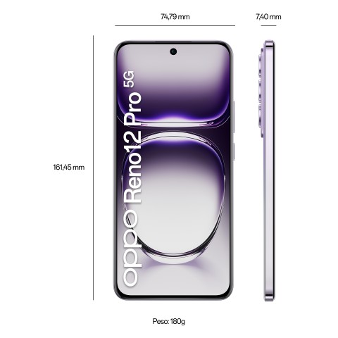 OPPO Reno12 Pro 5G AI Smartphone, Tripla fotocamera 50+50+8MP, Selfie 50MP, Display 6.7” 120HZ AMOLED FHD+, 5000mAh, RAM 24 GB (12+12) + ROM 512GB, [Versione Italia], Nebula Silver