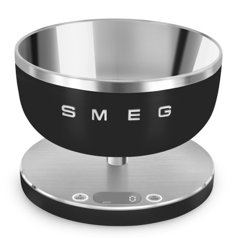 Smeg KSC01BLMWW bilancia da cucina Nero, Acciaio inox Superficie piana Rotondo Bilancia da cucina elettronica