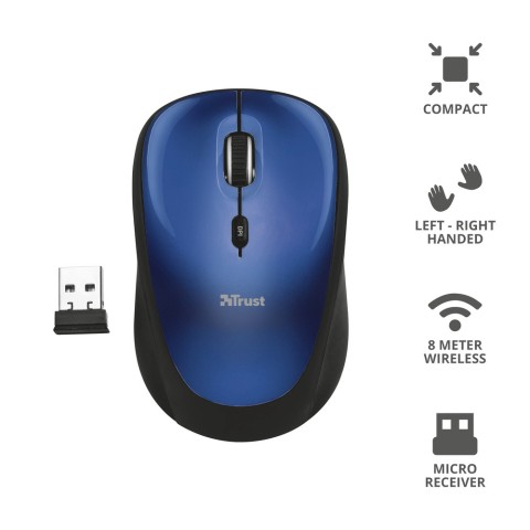 TRUST MINI MOUSE WIRELESS YVI BLUE MOUSE WIRELESS 2.4GHZ 8M VIVY