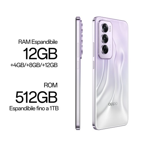 OPPO Reno12 Pro 5G AI Smartphone, Tripla fotocamera 50+50+8MP, Selfie 50MP, Display 6.7” 120HZ AMOLED FHD+, 5000mAh, RAM 24 GB (12+12) + ROM 512GB, [Versione Italia], Nebula Silver