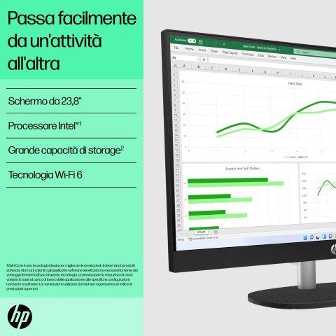 HP 24-cr0019nl Intel® Core™ i3 i3-1315U 60,5 cm (23.8") 1920 x 1080 Pixel PC All-in-one 8 GB DDR4-SDRAM 512 GB SSD Windows 11 Home Wi-Fi 6 (802.11ax) Bianco