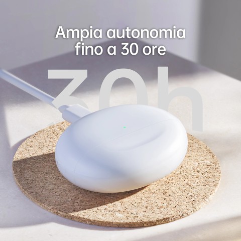 OPPO Enco Free2i, Auricolari True Wireless, Bluetooth5.2, Controlli Touch, Cancellazione del rumore AI 42dB, 30h di Autonomia, Android e iOS, IP54, [Versione Italiana], Colore White