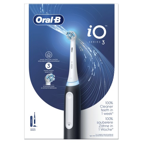 Oral-B Spazzolino Elettrico iO 3 Nero, 1 Testina