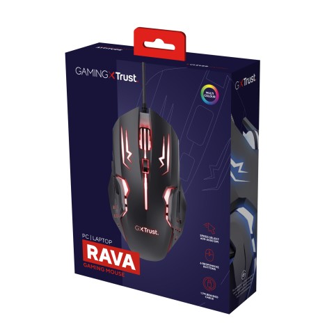 Trust GXT 108 Rava mouse Giocare Mano destra USB tipo A Ottico 2000 DPI