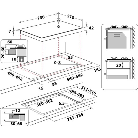 Indesit Piano cottura a gas ING 72T/TD - ING 72T/TD