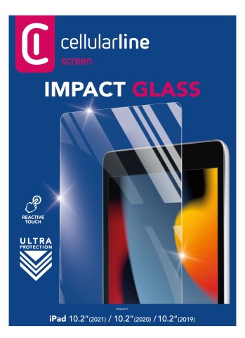 Cellularline Impact Glass - iPad 10.2'' (2021) / 10.2'' (2020) / 10.2'' (2019) Vetro temperato sottile e resistente