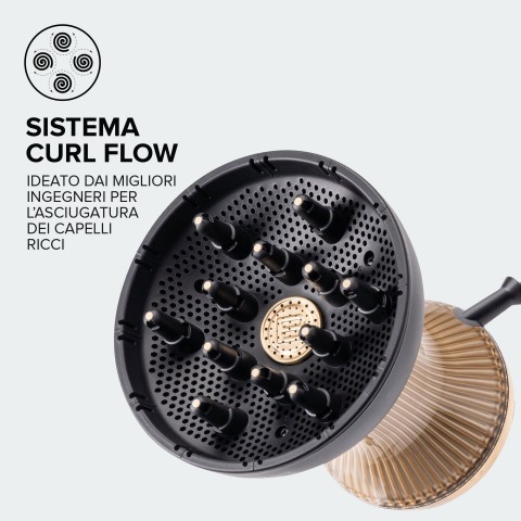 Bellissima Imetec Diffon Supreme, Diffusore ad Aria Calda per Capelli Ricci, Diffusore XL con 12 Dita, Tecnologia Ceramica&Argan Oil, 2 Velocità, 3 Temperature, Asciugatura Delicata