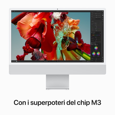 Apple iMac con Retina 24'' Display 4.5K M3 chip con 8‑core CPU e 10‑core GPU, 512GB SSD - Argento