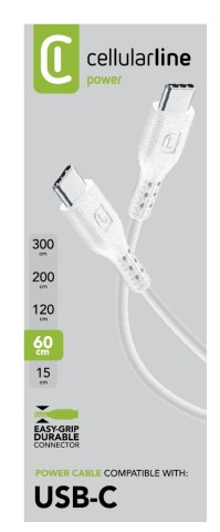 Cellularline Power Cable 60cm - USB-C to USB-C Cavo USB-C to USB-C per ricarica e trasferimento dati