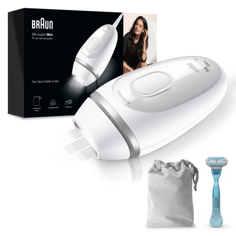 Braun Silk-expert Mini PL1124 Epilatore A Luce Pulsata Di Ultima Generazione Per Donna, Epilazione Permanente Dei Peli Visibili, Bianco, Con Custodia Da Viaggio, Dimensioni Compatte Da Viaggio, Facile, Sicuro Ed Efficiente