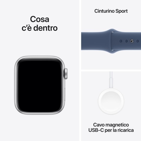 Apple Watch SE GPS 40mm Cassa in Alluminio Color Argento con Denim Sport Band - M/L