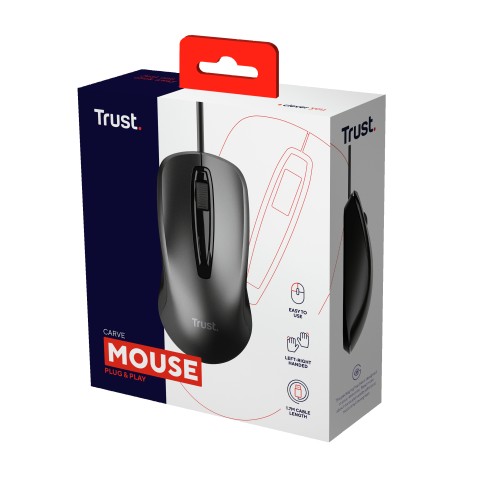 Trust Carve mouse Ufficio Ambidestro USB tipo A Ottico 1200 DPI