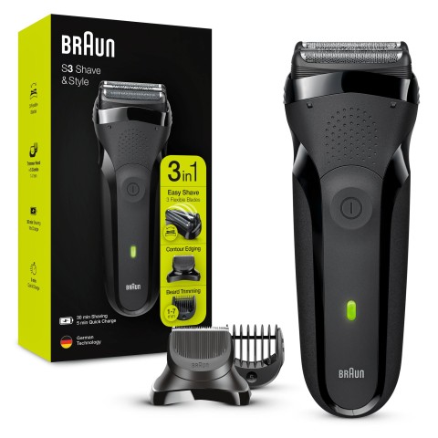 Braun Series 3 Shave&Style 300BT Rasoio Da Barba Elettrico Da Uomo, Nero