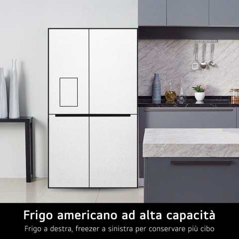 LG GSLE81PYBC Frigorifero Side-by-Side, Classe C, 628L, Wi-Fi, Dispenser senza allaccio, Total No Frost, Prime Silver