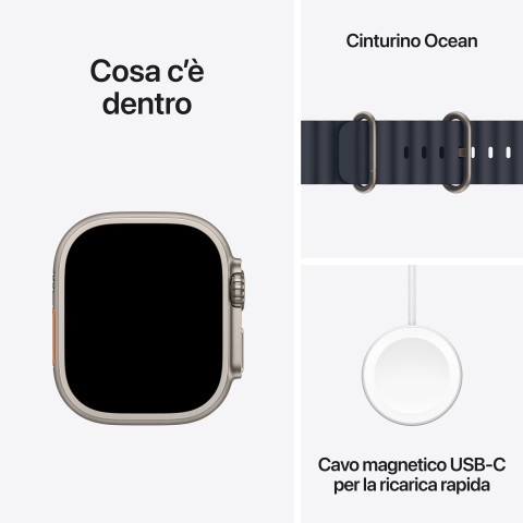 Apple Watch Ultra 2 GPS + Cellular 49mm Cassa in Titanio con Navy Ocean Band