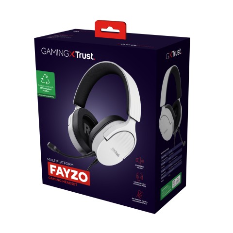 Trust GXT 489W FAYZO Auricolare Cablato A Padiglione Gaming Nero, Bianco