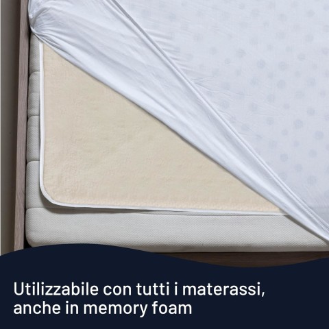 Imetec Scaldasonno Adapto singolo 150 x 80 cm, basso consumo, riscaldamento rapido, temperatura personalizzata, 100% lana e merino, made in italy, tessuto antiscivolo, comando con 6 temperature